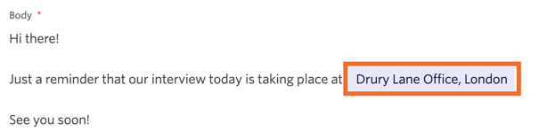 The interview location pulled from the interview details. The interview location pulled from the interview details.