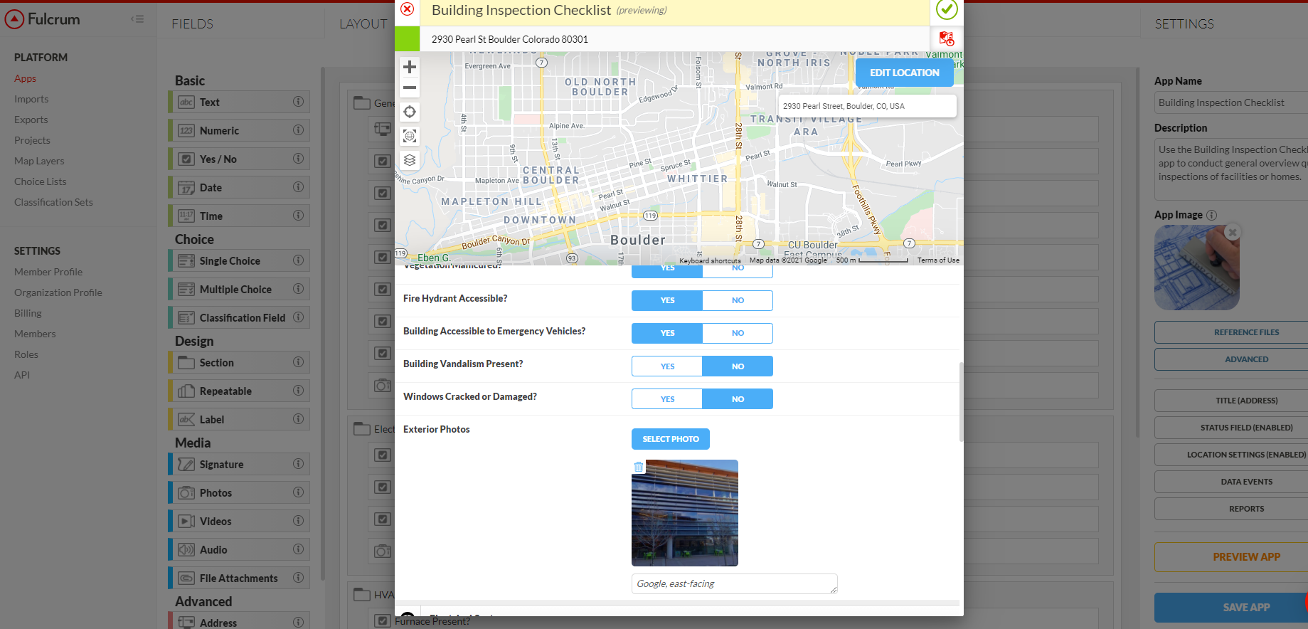 Overlay form entries on basemaps and custom map layers with Fulcrum.
