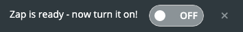 A screenshot of the on/off slider in the Zap editor.