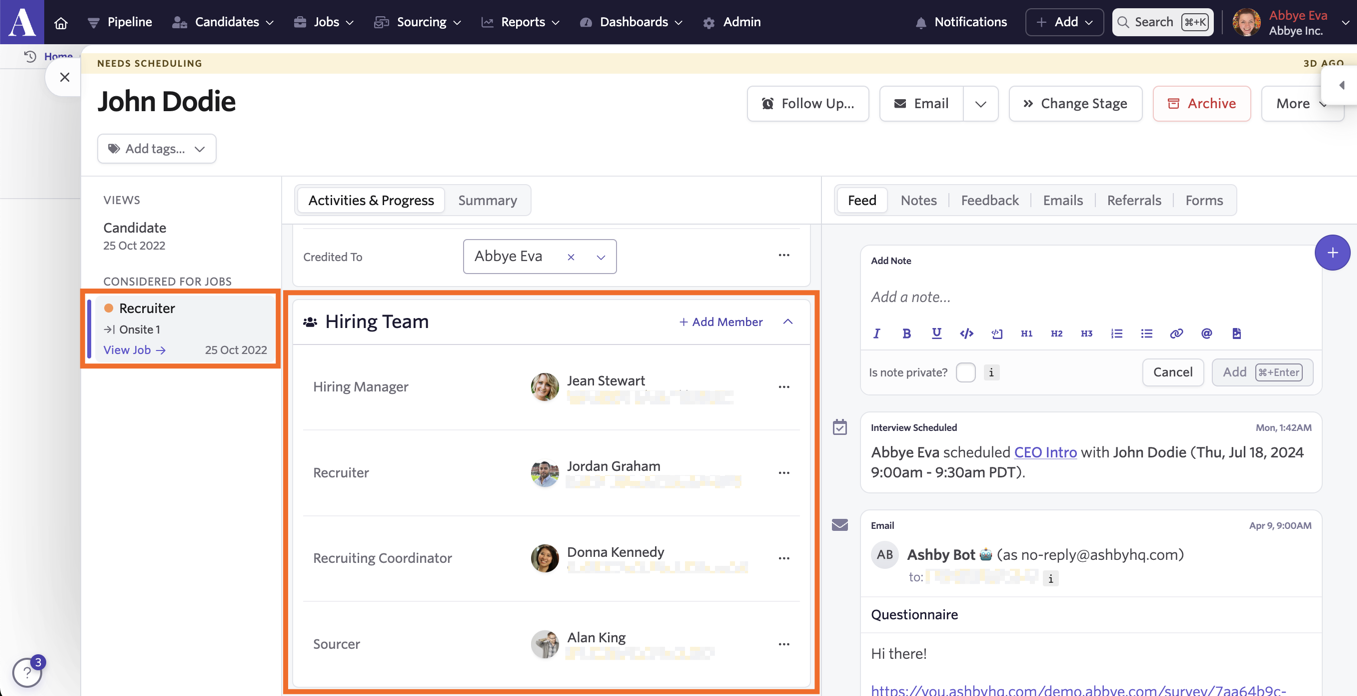 The hiring team on a job consideration, where the substitution token pulls the hiring manager, recruiter, recruiting coordinator and sourcer roles from. The hiring team on a job consideration, where the substitution token pulls the hiring manager, recruiter, recruiting coordinator and sourcer roles from.