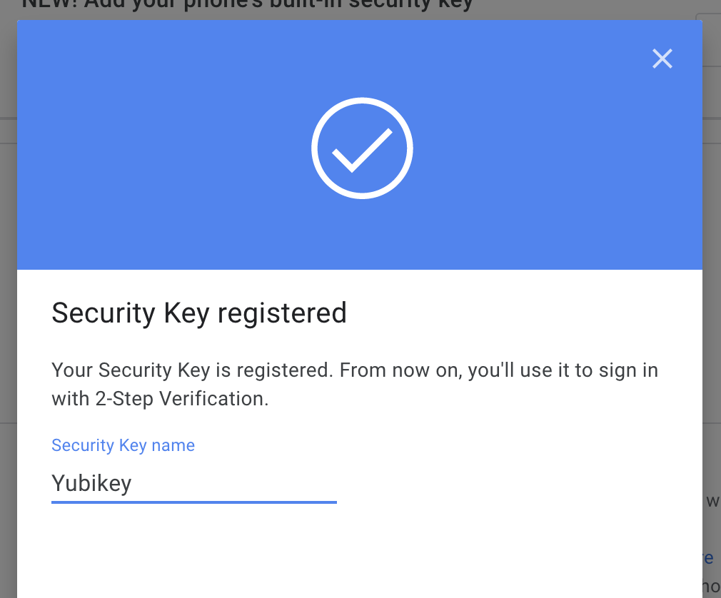 add yubikey to google