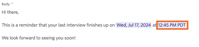 The end time of the interview pulled from the interview details. The end time of the interview pulled from the interview details.