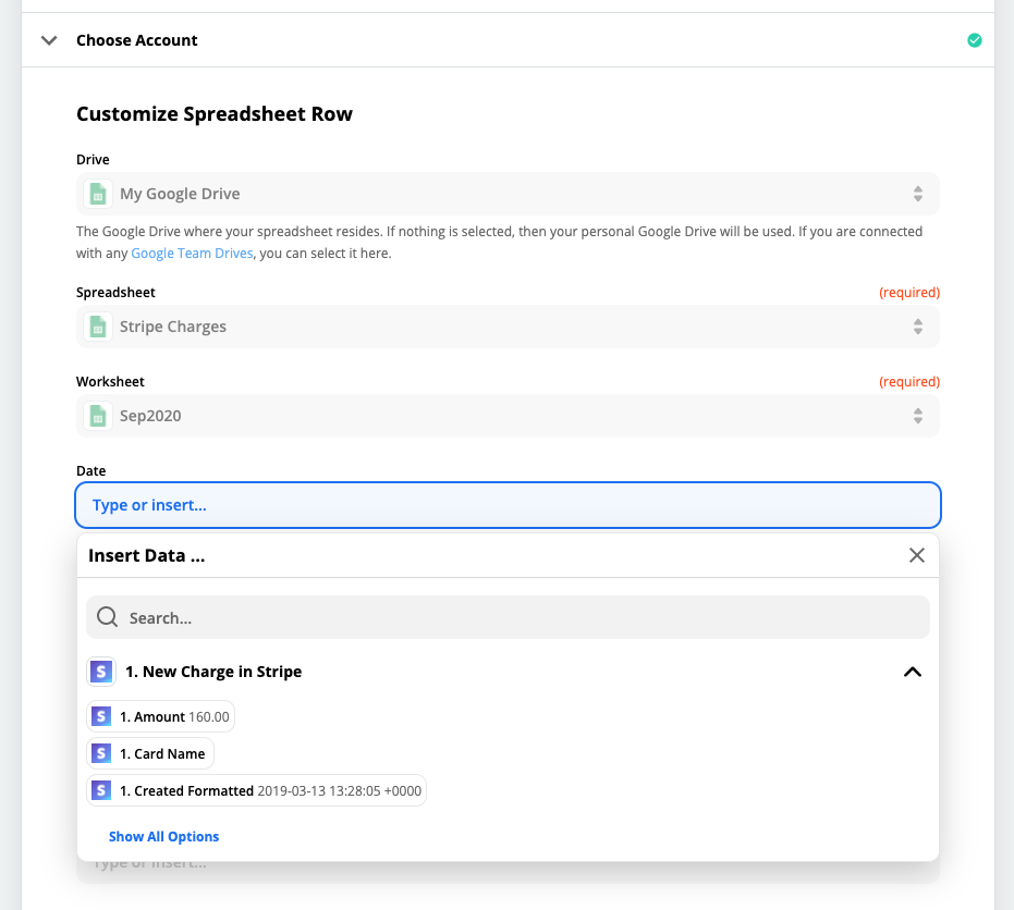 Customize how data will flow into your Sheet.