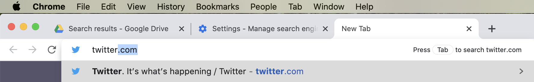 Searching Twitter from the Chrome address bar