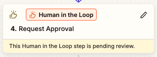 Step run in the Zap editor outline displaying a needs review status.