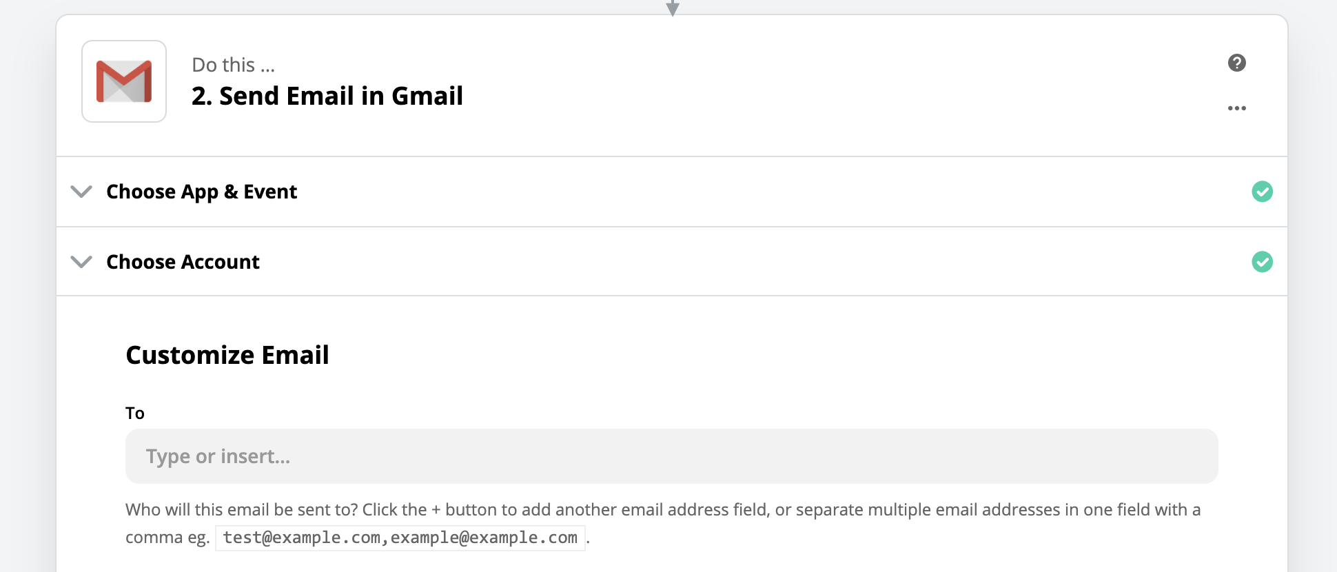 Composing a Gmail message in Zapier