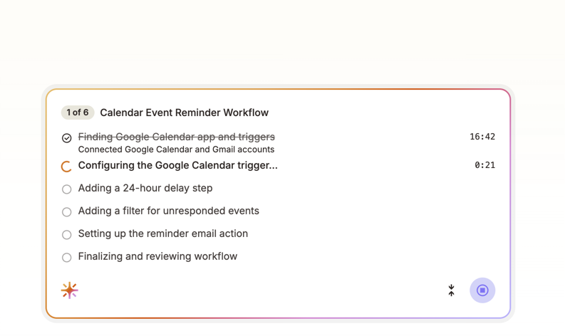 Screenshot of the builder showing the steps to build a Zap