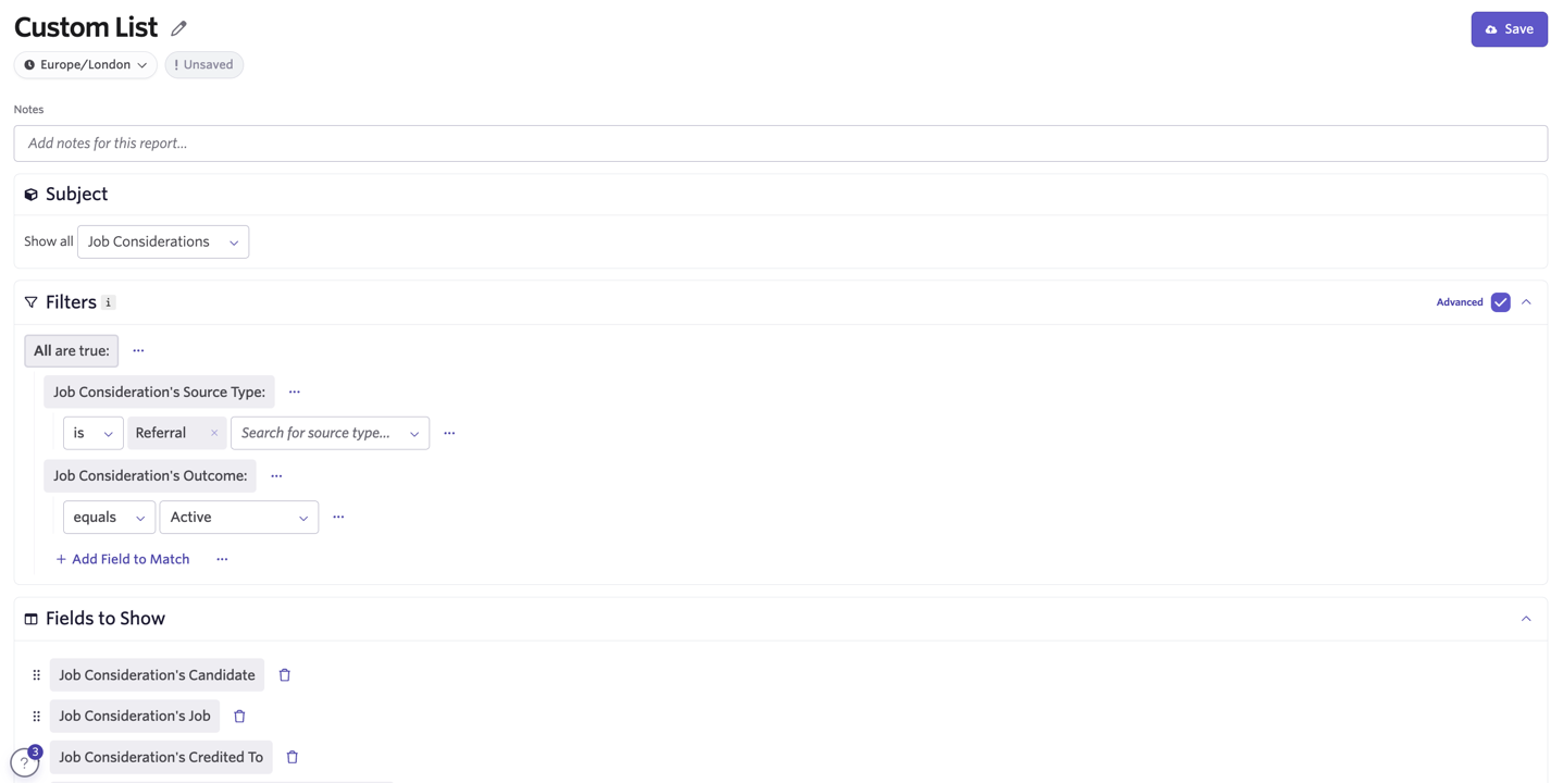 An example of a report showing all active referrals.