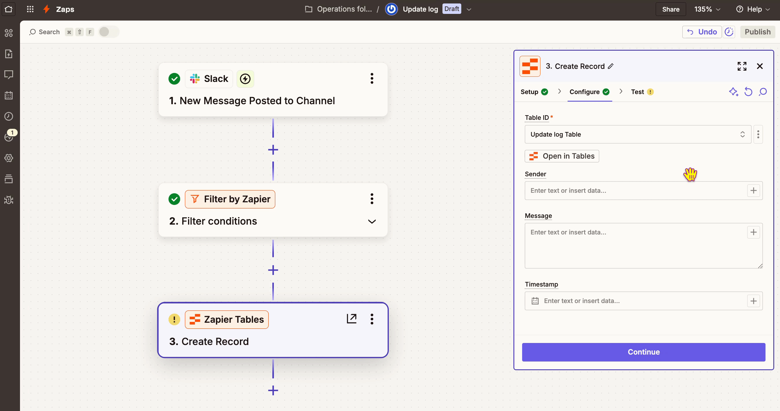 GIF displaying a user selecting a field from a previous step to map it to the current field