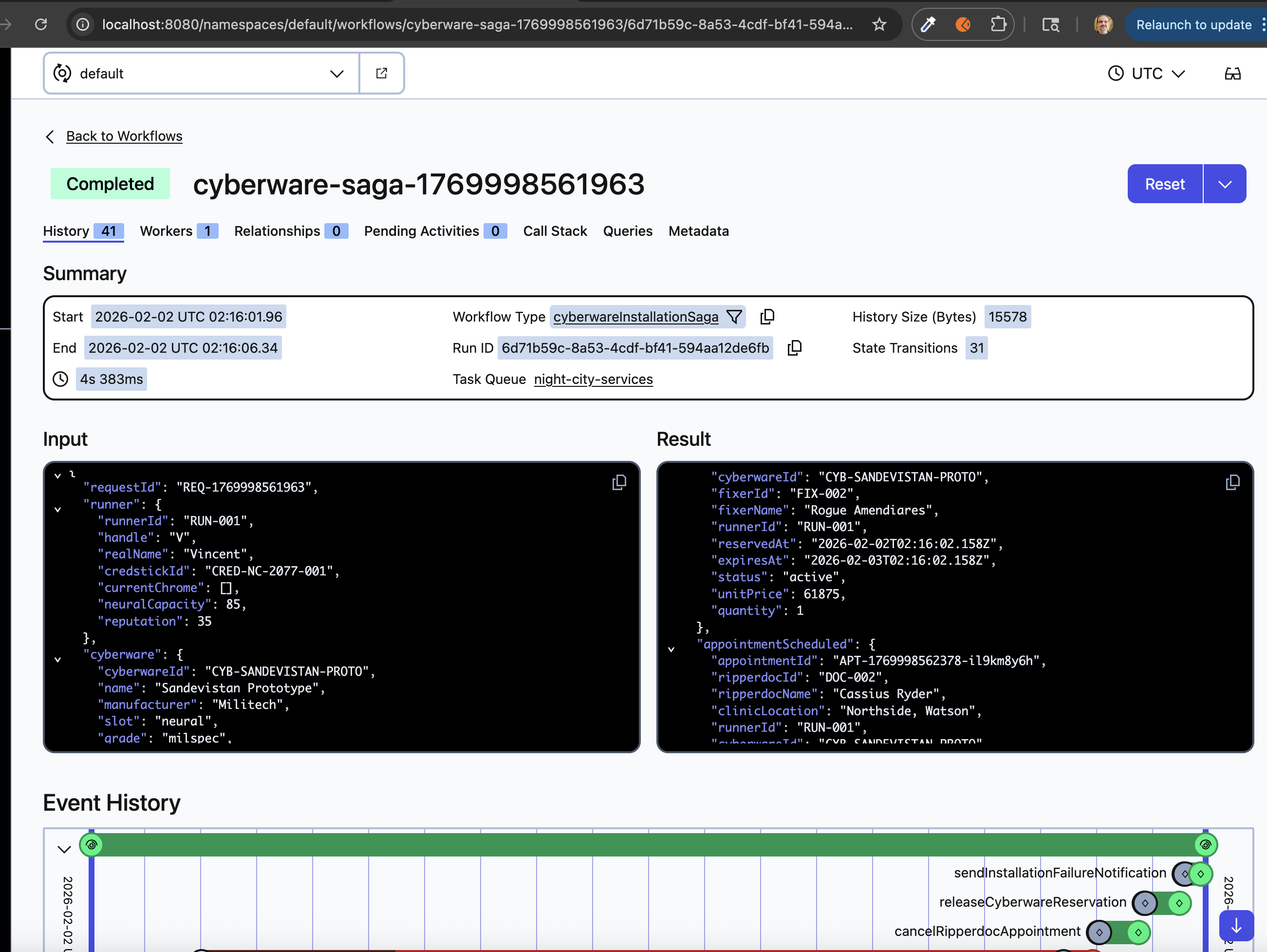 Workflow summary example