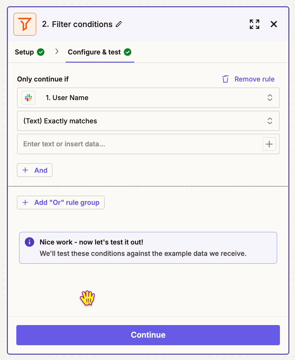GIF displaying a user typing a static value into a field