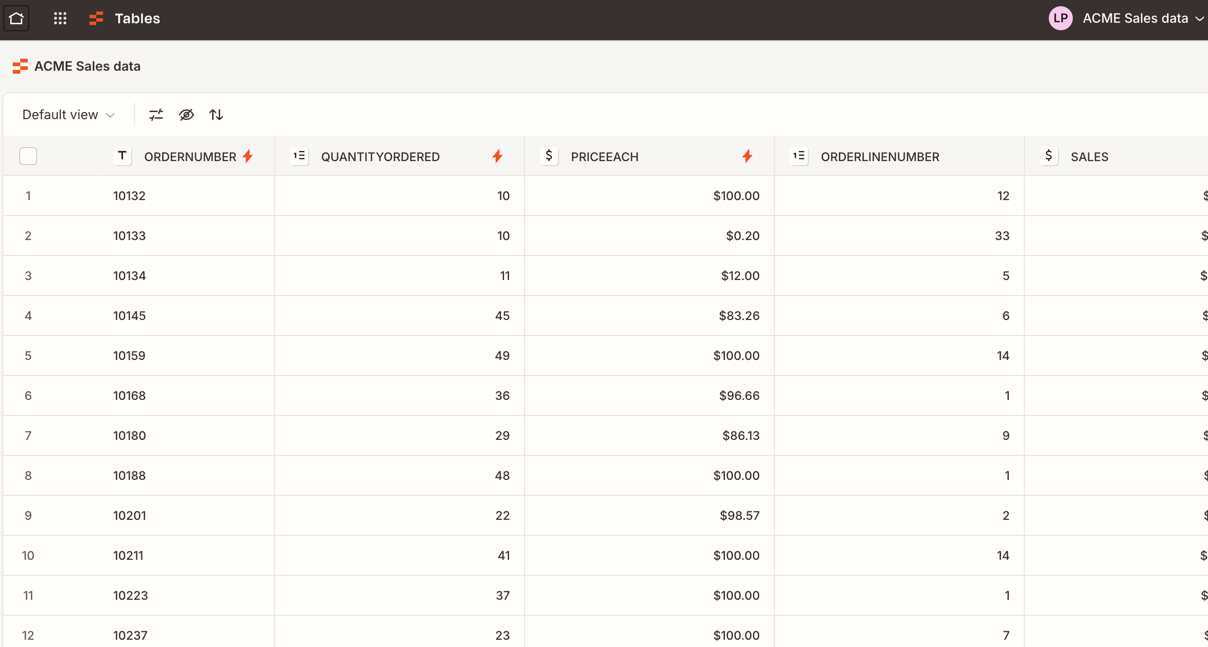A Zapier Tables table showing records and the table interface