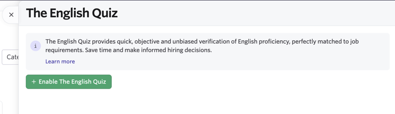 Screenshot of the "Enable The English Quiz" button. Screenshot of the "Enable The English Quiz" button.