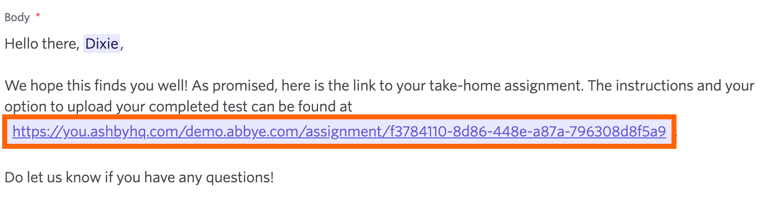 The take-home submission link as pulled from the take-home activity details. The take-home submission link as pulled from the take-home activity details.