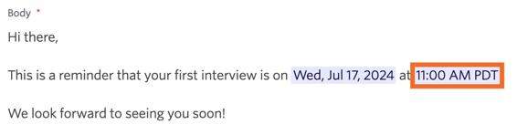 The start time of the interview pulled from the interview details. The start time of the interview pulled from the interview details.