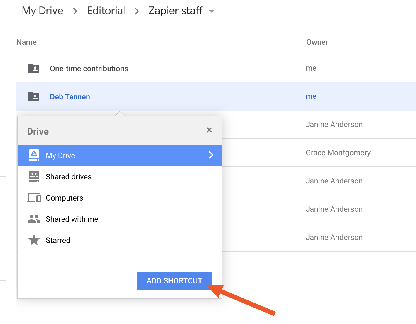 how to add things to a shared google drive