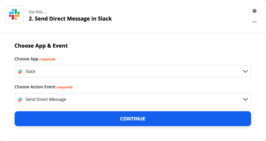 A screenshot of the app and action event selected in the Zap Editor.
