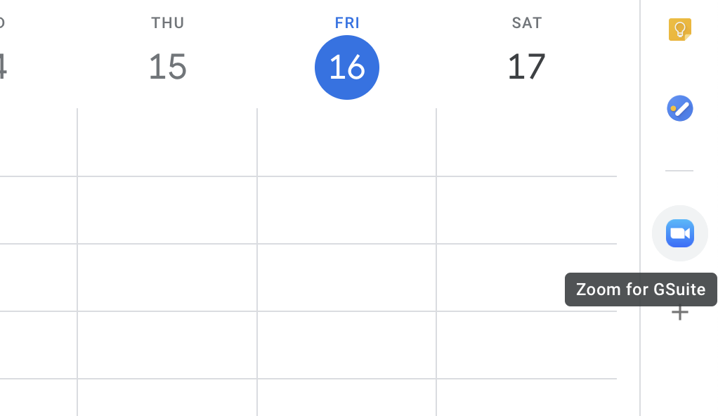 Zoom button in Google Calendar sidebar