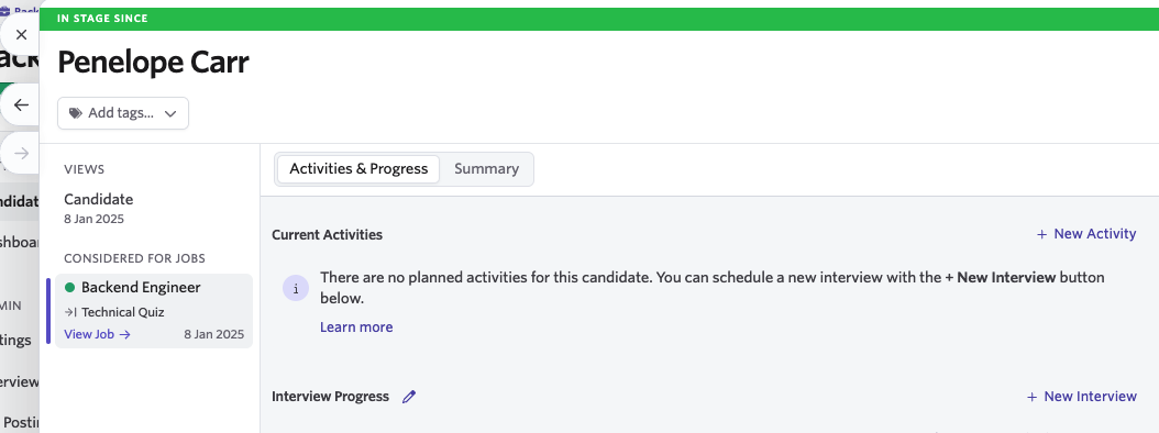 If the candidate doesn’t meet the conditions set, then the activity will not be generated when they move to the specified stage.