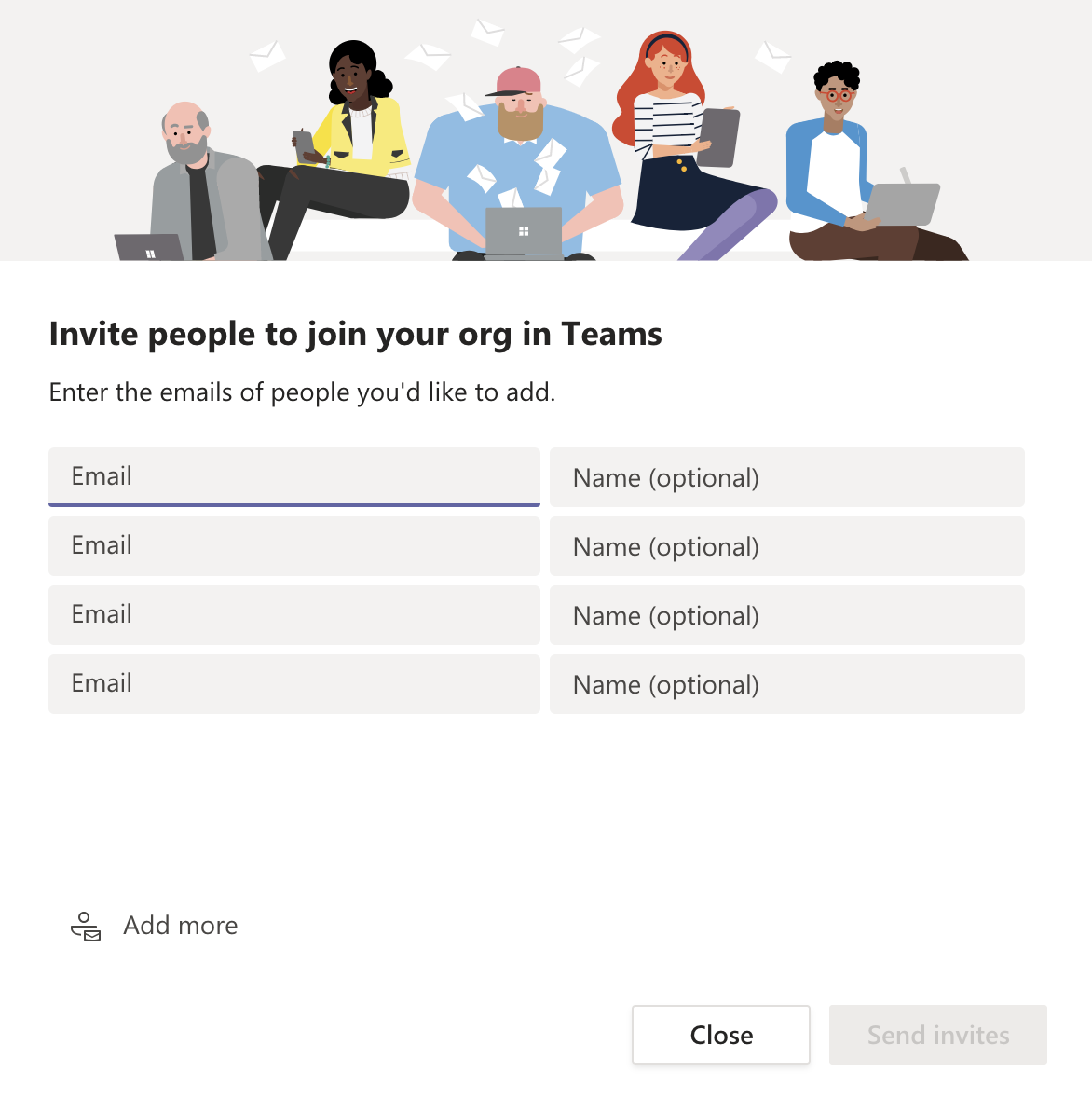 Inviting people by email in Microsoft Teams