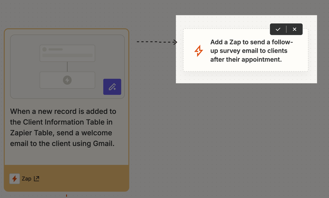 A suggested step in Canvas that can be accepted or declined