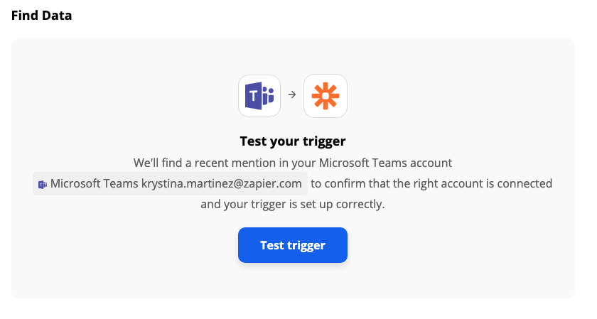 A screenshot of the test trigger screen in the Zap Editor.