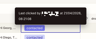 Tooltip showing who last clicked a button, with the time and date of the click