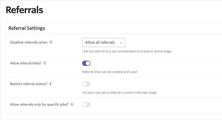 The referral settings.