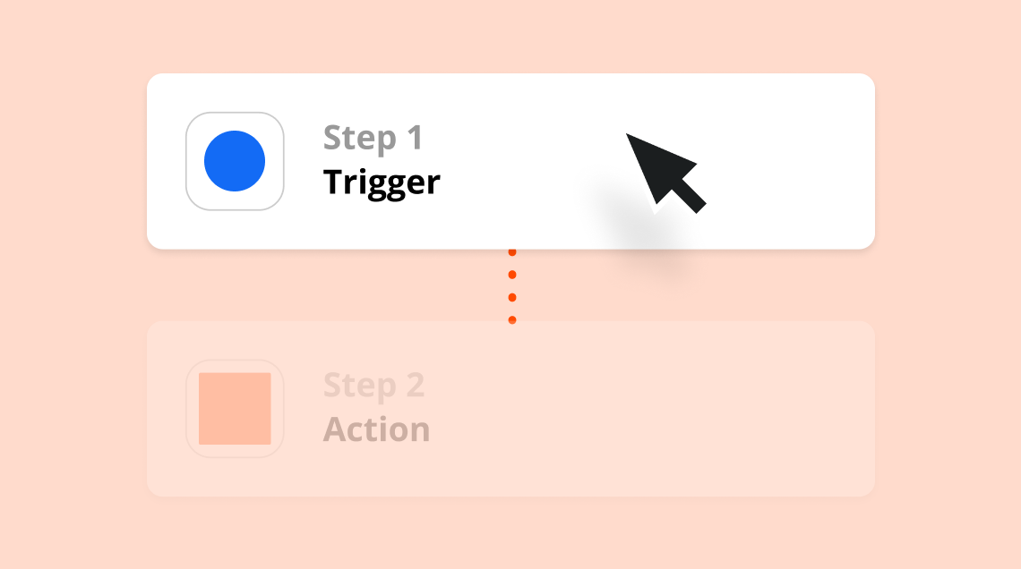 Un rendu stylisé de la façon de sélectionner un événement déclencheur pour n'importe quelle application de formulaire.  Les options que vous voyez reflètent les questions que vous posez dans votre formulaire.