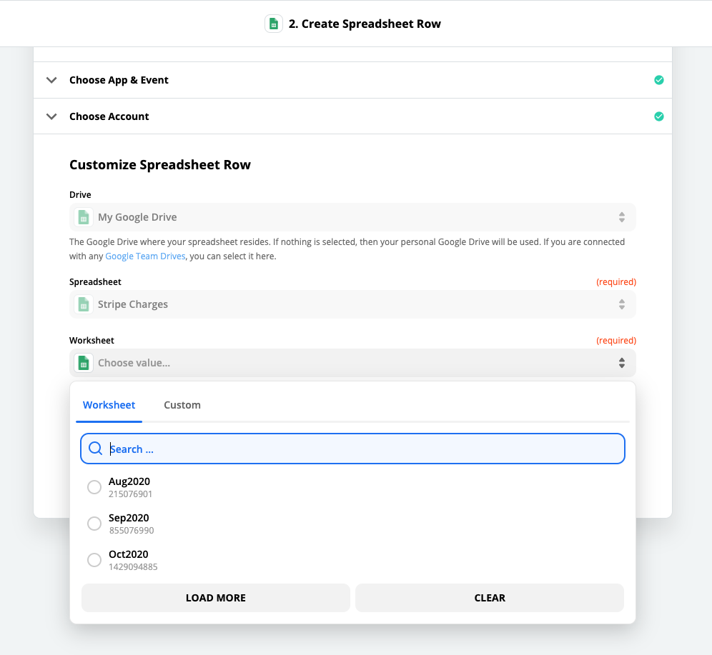 Choose the correct Sheet from the dropdown menu.