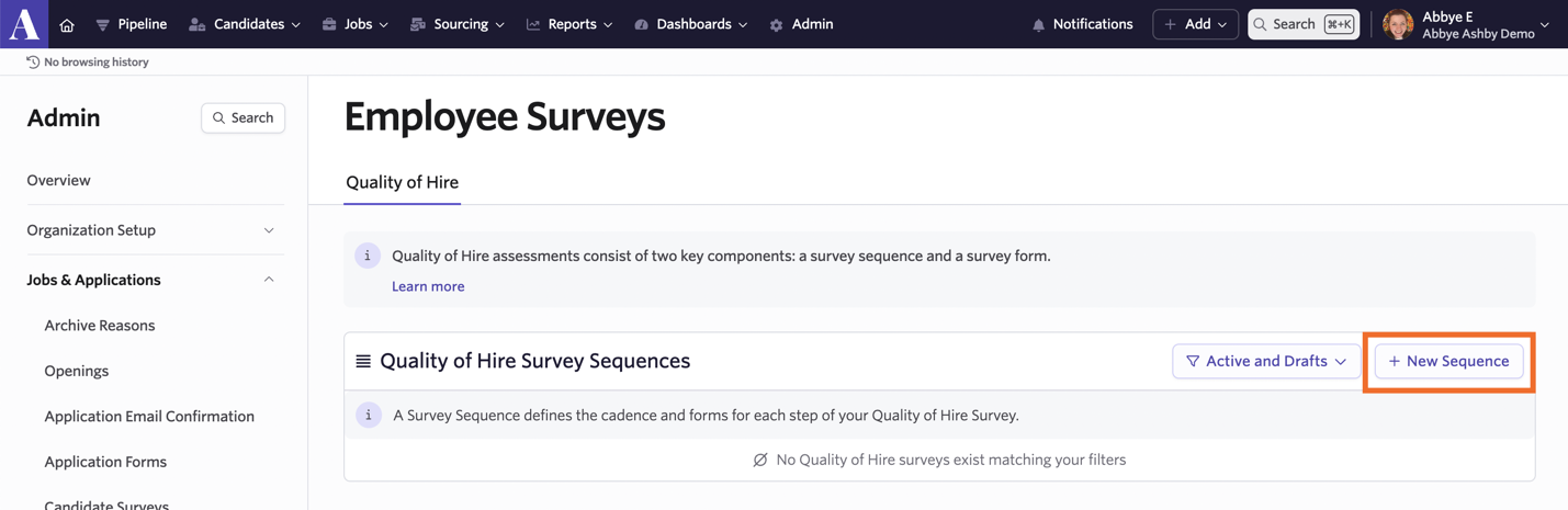 Screenshot of the + New Sequence dialog Screenshot of the + New Sequence dialog