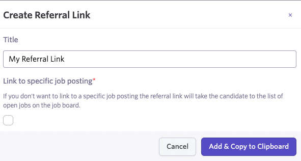 Creating a referral link.