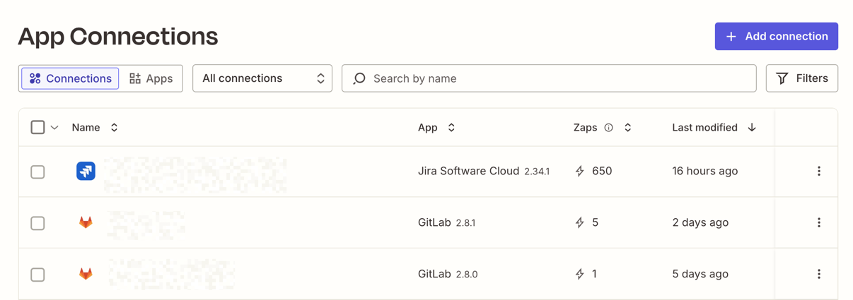 App Connections page, showing the Connections tab.png