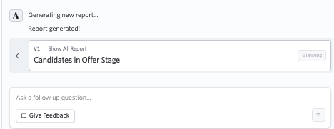 Use the Give Feedback button to provide feedback on the generated report. Use the Give Feedback button to provide feedback on the generated report.