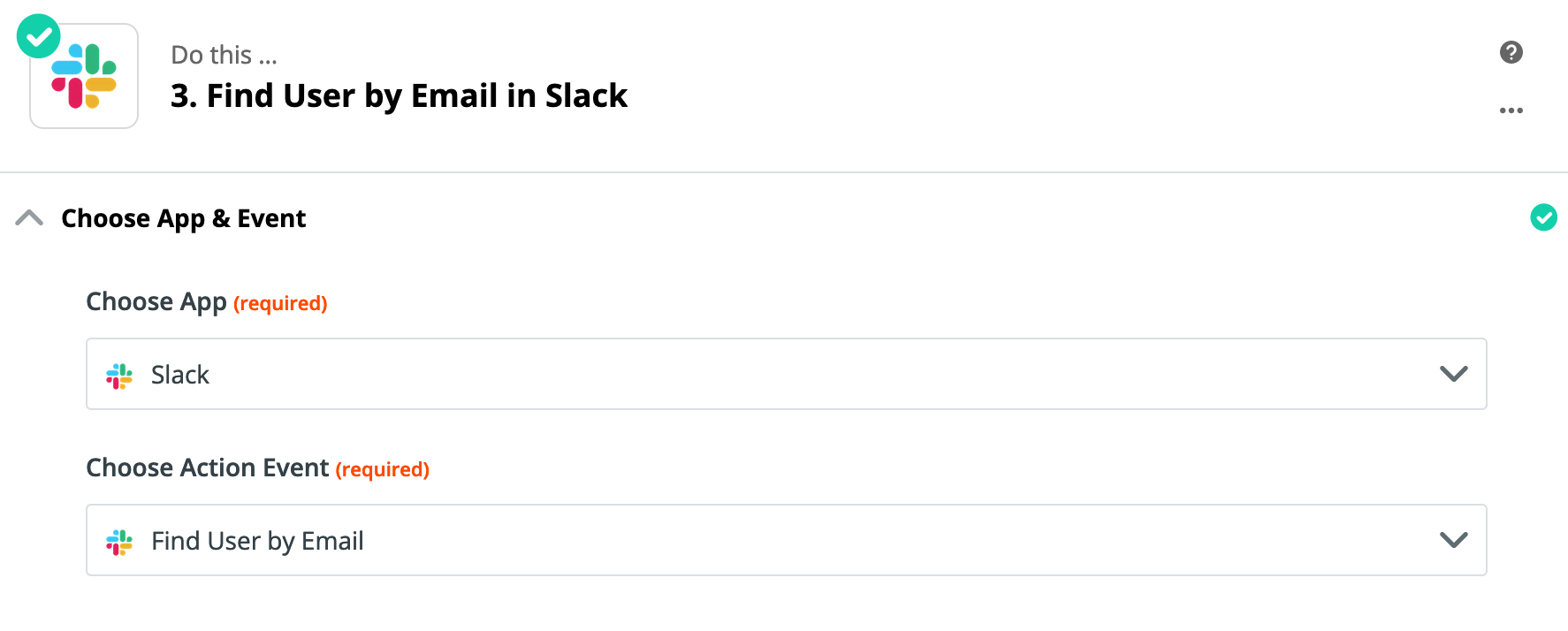 Add find user by email in Slack step