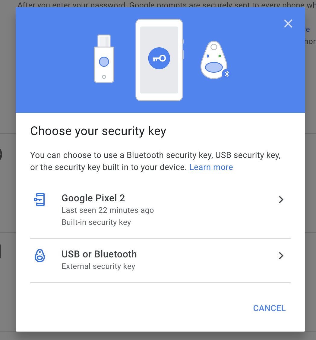 Google YubiKey setup