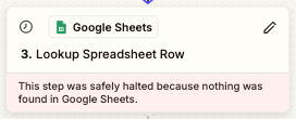 Step run in the Zap editor outline displaying a safely halted status.