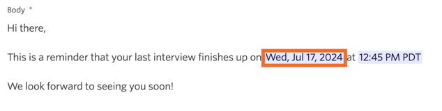 The interview end date pulled from the interview details. The interview end date pulled from the interview details.