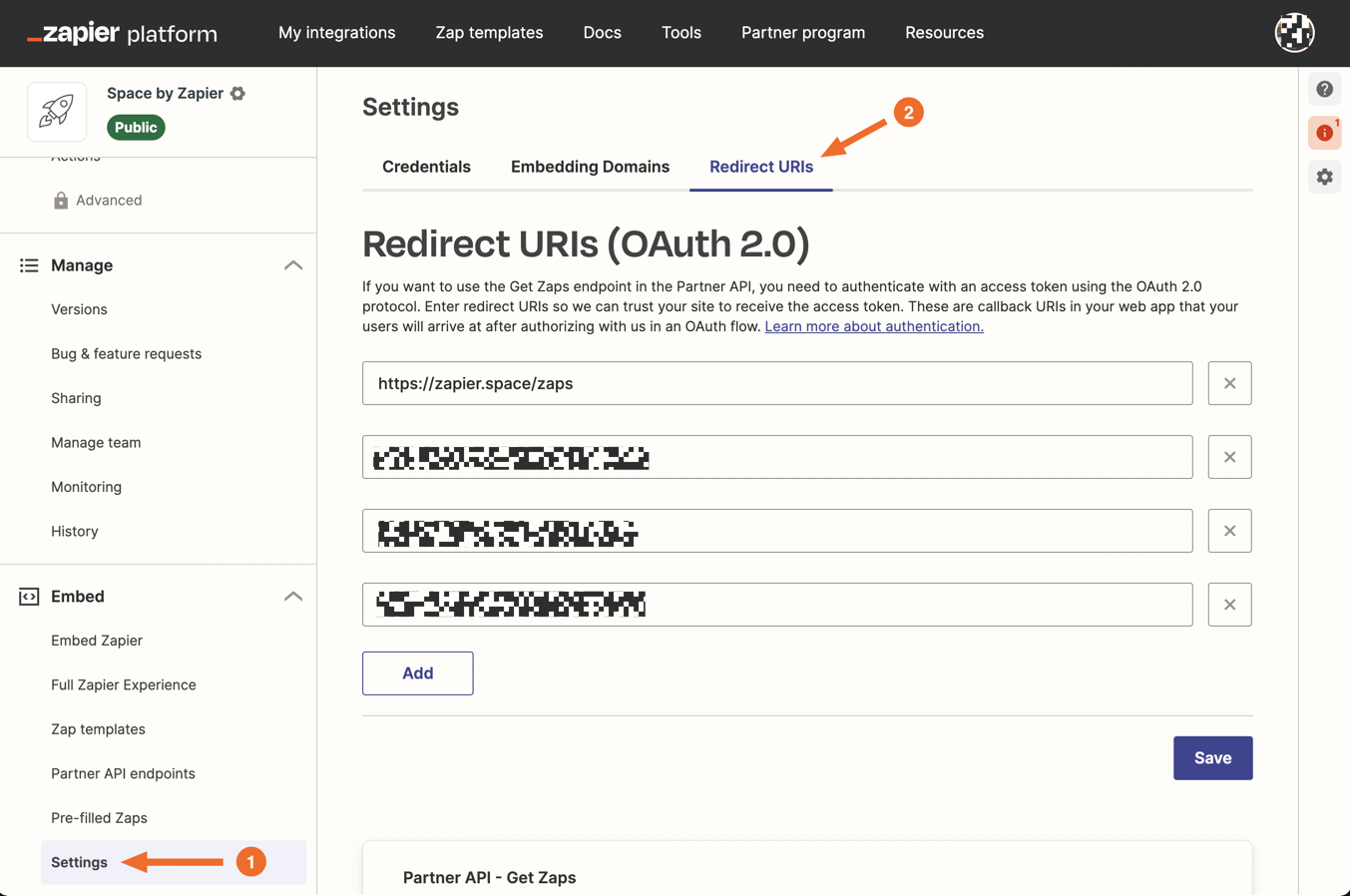 Configure redirect URIs