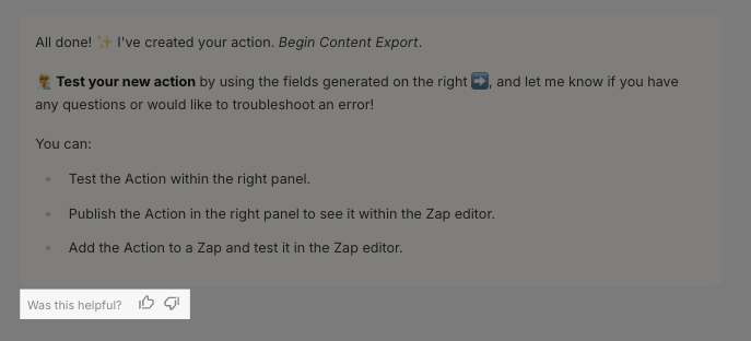 Give Copilot feedback on conversations when creating a custom action.png